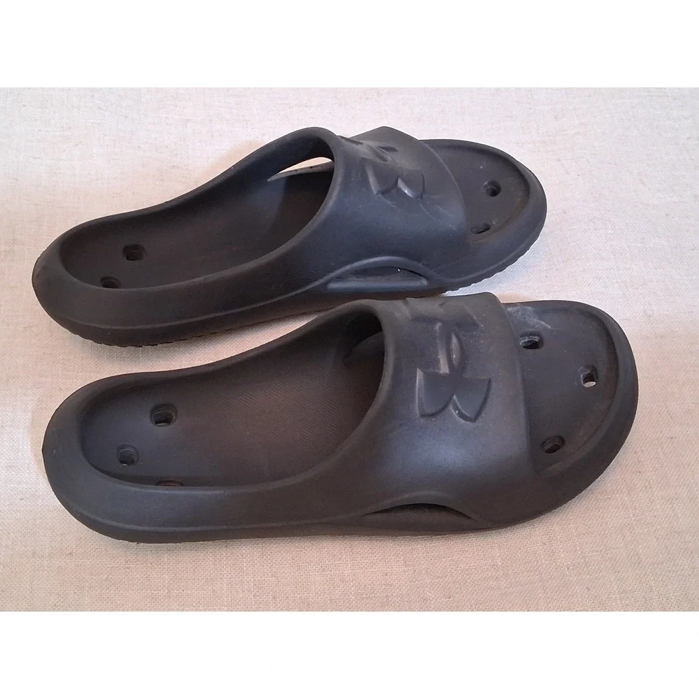 Under Armour Locker IV Mens Black Athletic Shower Slides Sandals Size 8 1287325